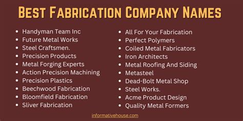 metal fabrication business names